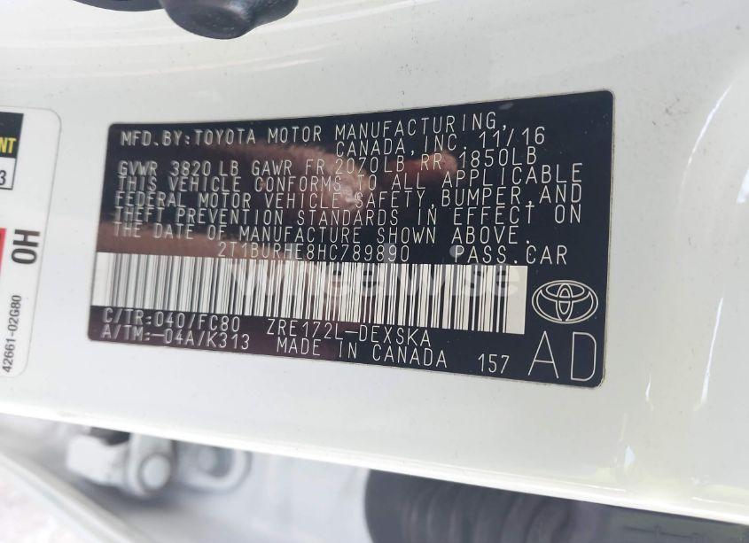 Photo 9 of 2017 Toyota Corolla SE (VIN 2T1BURHE8HC789890)