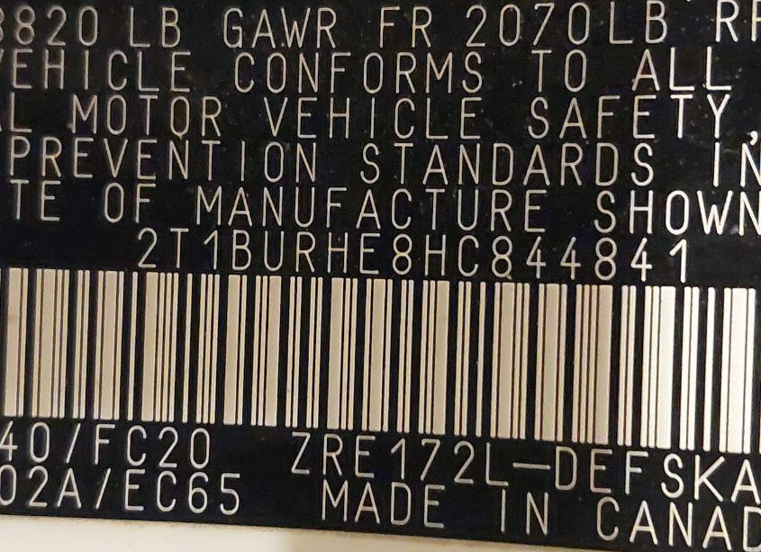 Photo 9 of 2017 Toyota Corolla SE (VIN 2T1BURHE8HC844841)