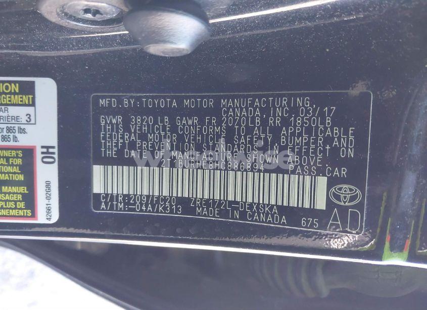 Photo 9 of 2017 Toyota Corolla SE (VIN 2T1BURHE8HC886894)