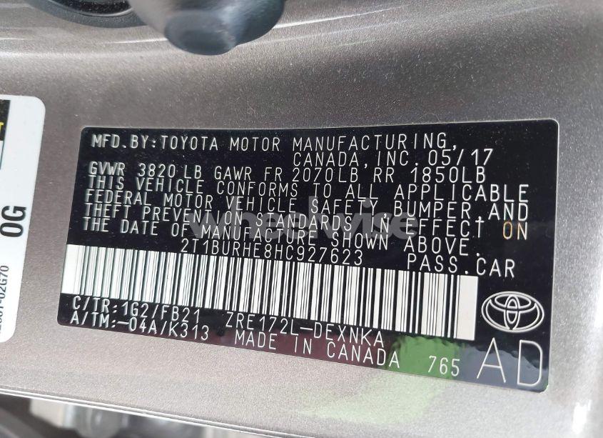 Photo 9 of 2017 Toyota Corolla LE (VIN 2T1BURHE8HC927623)