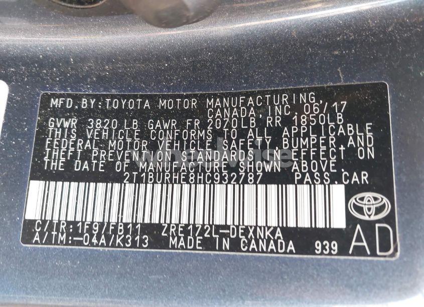 Photo 9 of 2017 Toyota Corolla L/LE/SE/SE SPECIAL EDITION/XLE/XSE (VIN 2T1BURHE8HC932787)