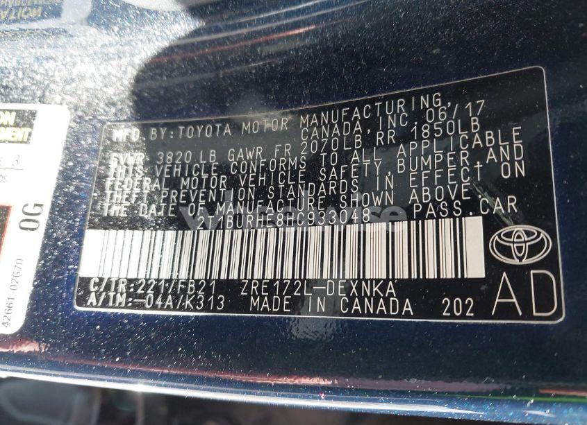 Photo 9 of 2017 Toyota Corolla LE (VIN 2T1BURHE8HC933048)