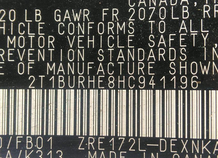 Photo 9 of 2017 Toyota Corolla LE (VIN 2T1BURHE8HC941196)