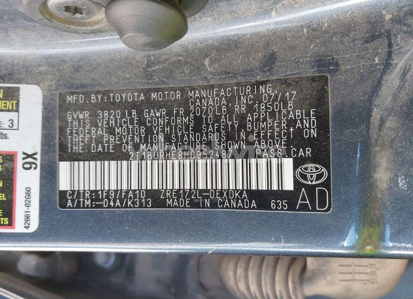 Photo 9 of 2017 Toyota Corolla L (VIN 2T1BURHE8HC952487)