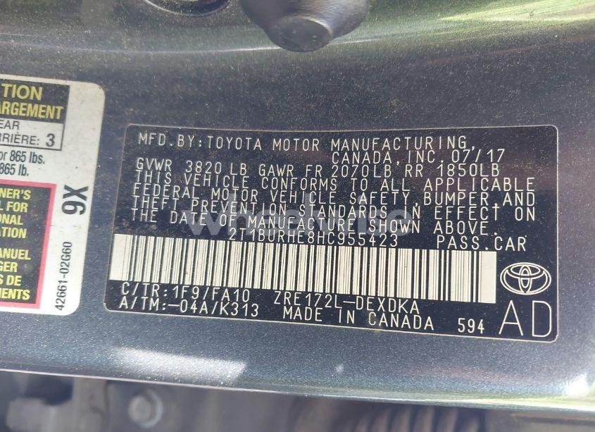 Photo 9 of 2017 Toyota Corolla L (VIN 2T1BURHE8HC955423)