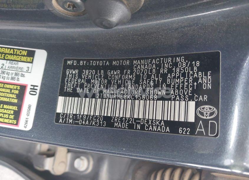 Photo 9 of 2019 Toyota Corolla SE (VIN 2T1BURHE8KC156068)