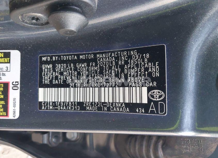 Photo 9 of 2019 Toyota Corolla LE (VIN 2T1BURHE8KC172772)