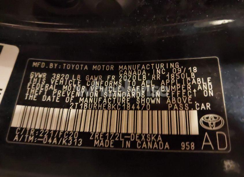 Photo 9 of 2019 Toyota Corolla SE (VIN 2T1BURHE8KC184470)