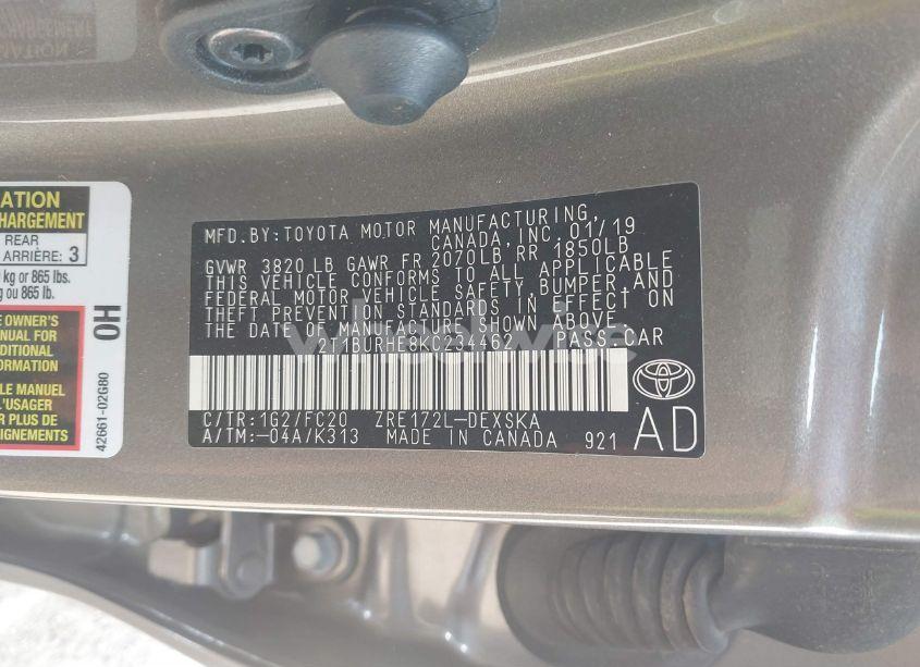 Photo 9 of 2019 Toyota Corolla SE (VIN 2T1BURHE8KC234462)