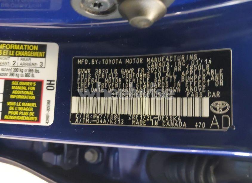 Photo 9 of 2014 Toyota Corolla S PLUS (VIN 2T1BURHE9EC105280)