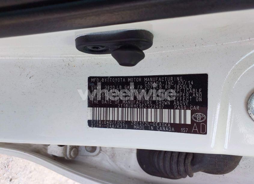 Photo 9 of 2014 Toyota Corolla S PLUS (VIN 2T1BURHE9EC123407)