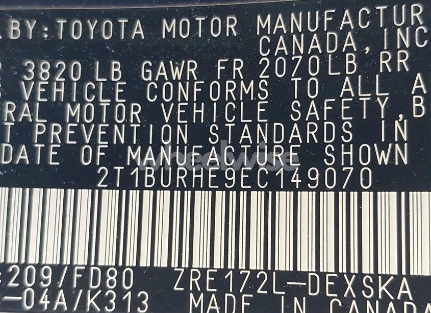 Photo 9 of 2014 Toyota Corolla S PLUS (VIN 2T1BURHE9EC149070)