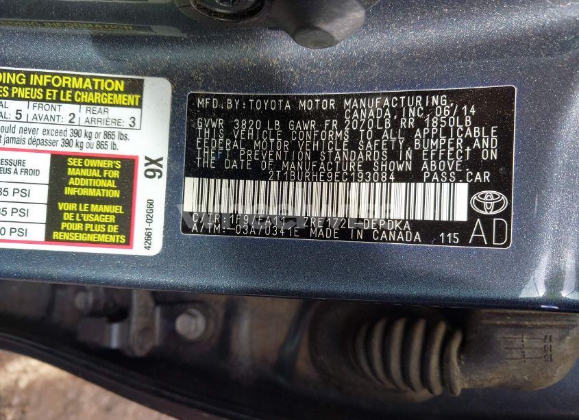 Photo 9 of 2014 Toyota Corolla L (VIN 2T1BURHE9EC193084)
