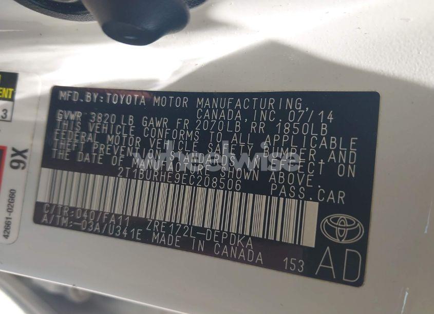 Photo 9 of 2014 Toyota Corolla L (VIN 2T1BURHE9EC208506)