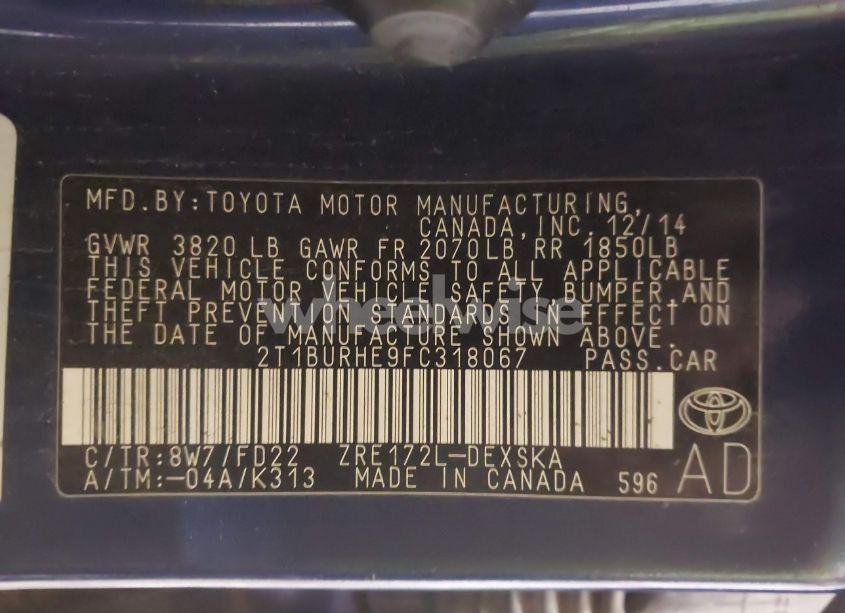 Photo 9 of 2015 Toyota Corolla S PLUS (VIN 2T1BURHE9FC318067)