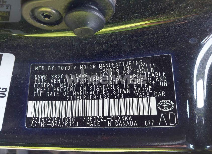 Photo 9 of 2015 Toyota Corolla LE (VIN 2T1BURHE9FC321518)