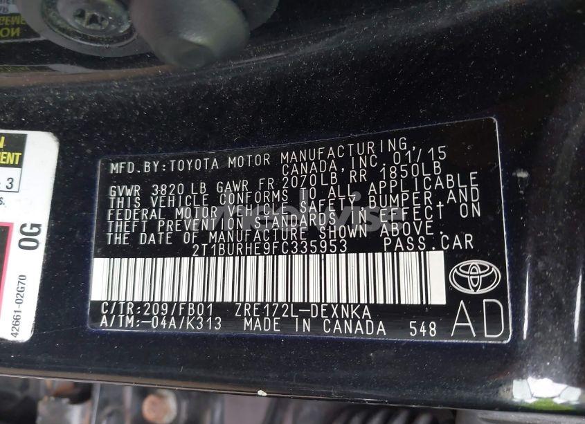 Photo 9 of 2015 Toyota Corolla LE (VIN 2T1BURHE9FC335953)