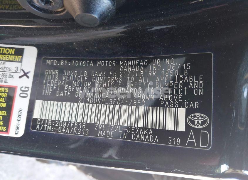 Photo 9 of 2015 Toyota Corolla LE (VIN 2T1BURHE9FC447863)