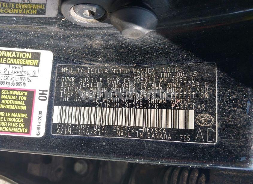 Photo 9 of 2015 Toyota Corolla S PLUS (VIN 2T1BURHE9FC450276)