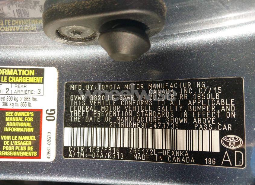 Photo 9 of 2015 Toyota Corolla LE (VIN 2T1BURHE9FC473735)