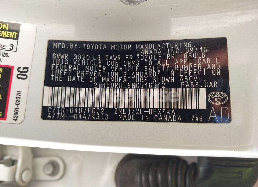 Photo 9 of 2016 Toyota Corolla S (VIN 2T1BURHE9GC516312)