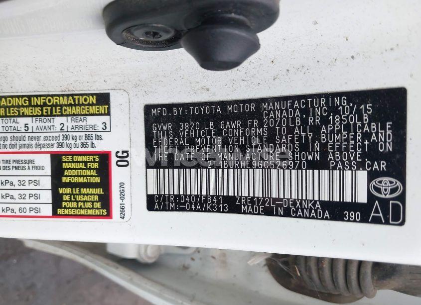 Photo 9 of 2016 Toyota Corolla LE (VIN 2T1BURHE9GC526970)