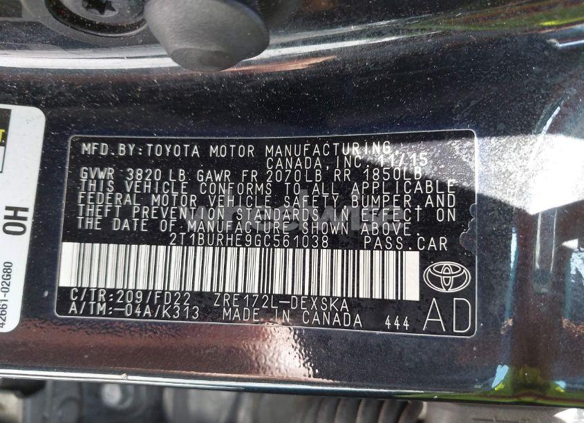 Photo 9 of 2016 Toyota Corolla S PLUS (VIN 2T1BURHE9GC561038)