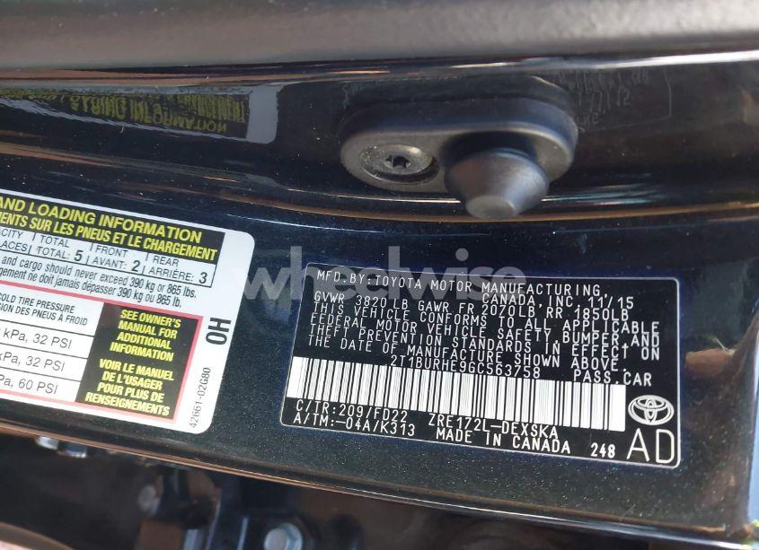 Photo 9 of 2016 Toyota Corolla S W/SPECIAL EDITION PKG (VIN 2T1BURHE9GC563758)