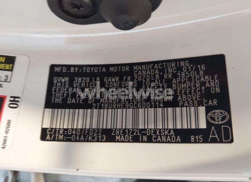 Photo 9 of 2016 Toyota Corolla S PLUS (VIN 2T1BURHE9GC600114)