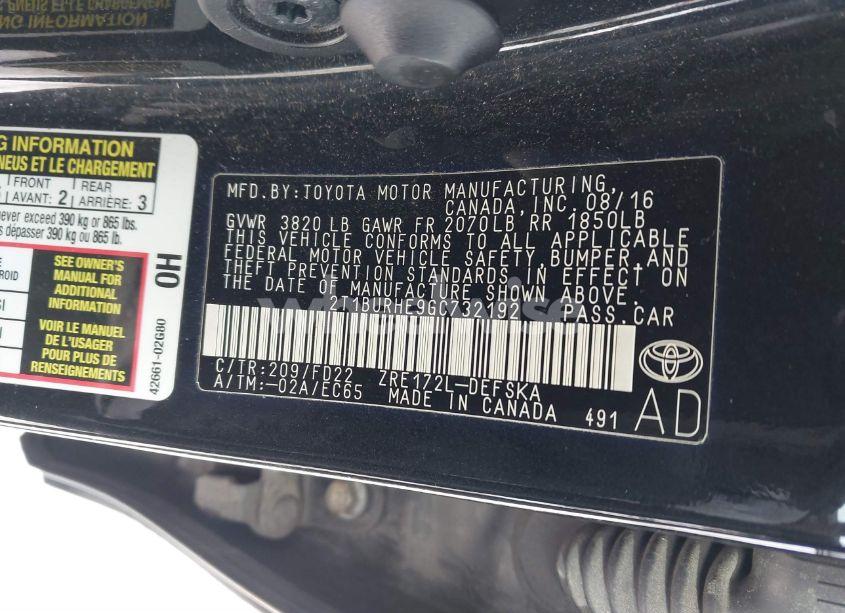 Photo 9 of 2016 Toyota Corolla S PLUS (VIN 2T1BURHE9GC732192)