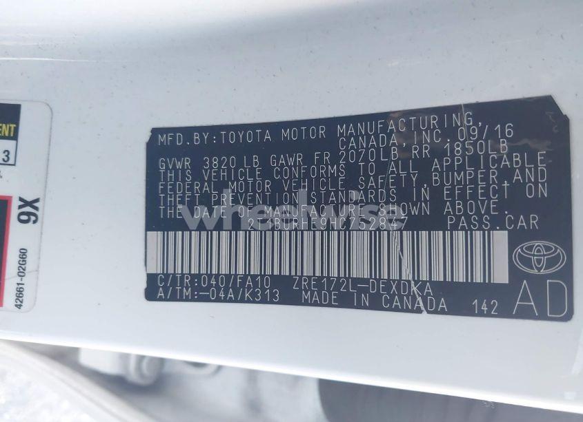 Photo 9 of 2017 Toyota Corolla L (VIN 2T1BURHE9HC752847)