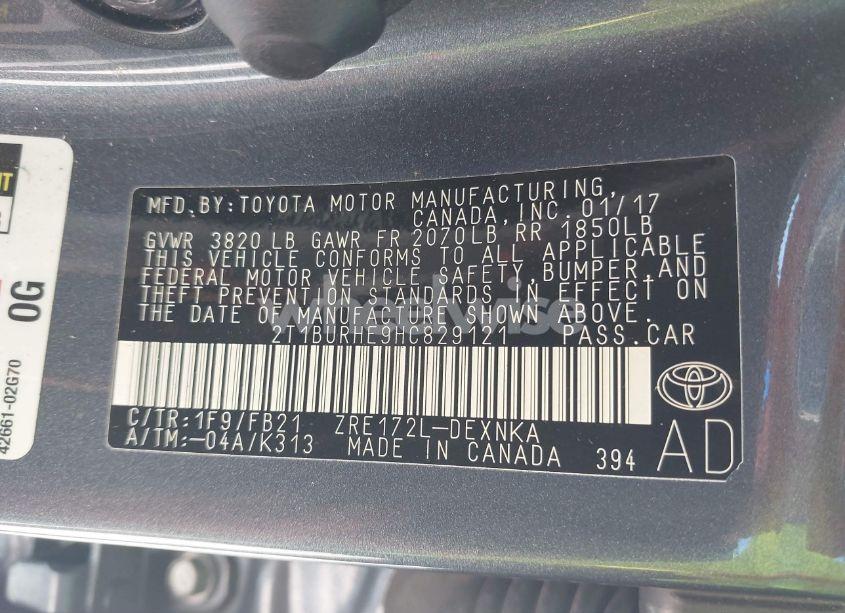 Photo 9 of 2017 Toyota Corolla LE (VIN 2T1BURHE9HC829121)