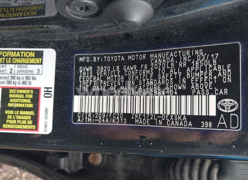 Photo 9 of 2017 Toyota Corolla SE (VIN 2T1BURHE9HC884104)