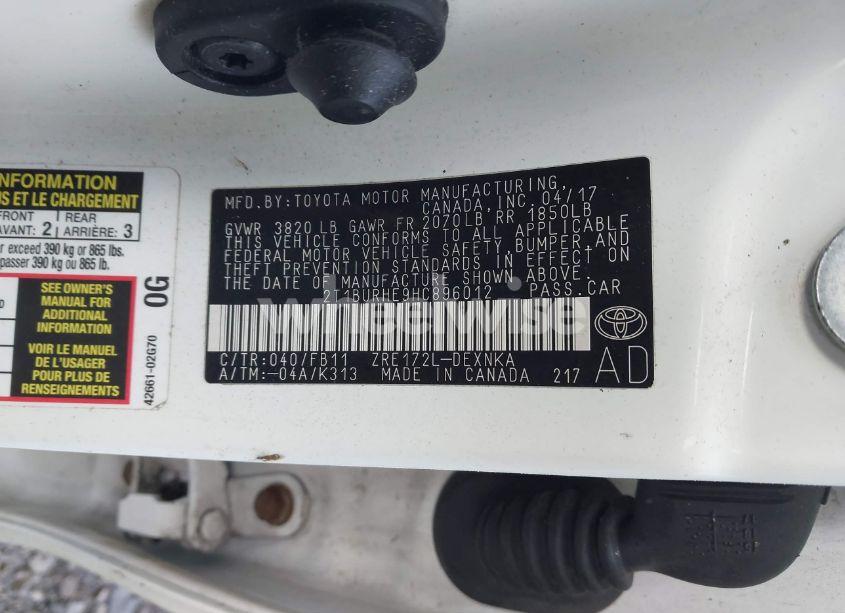 Photo 9 of 2017 Toyota Corolla LE (VIN 2T1BURHE9HC896012)