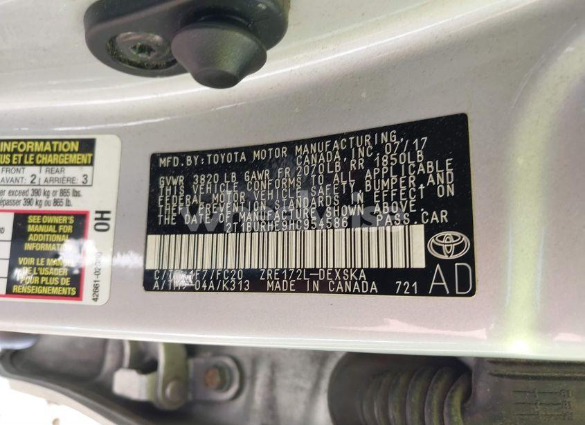 Photo 9 of 2017 Toyota Corolla SE (VIN 2T1BURHE9HC954586)