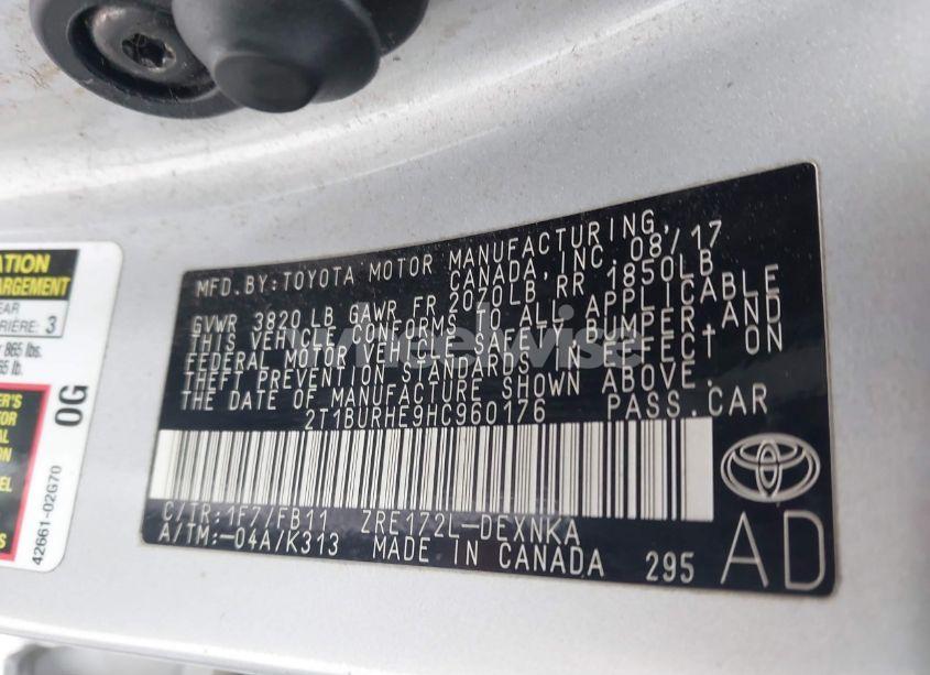 Photo 9 of 2017 Toyota Corolla LE (VIN 2T1BURHE9HC960176)