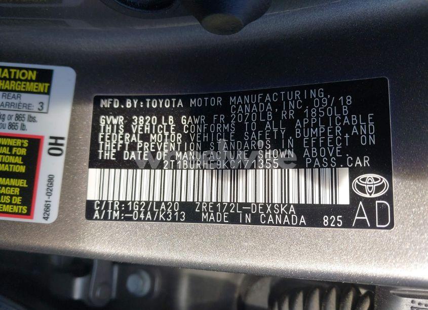 Photo 9 of 2019 Toyota Corolla XSE (VIN 2T1BURHE9KC171355)