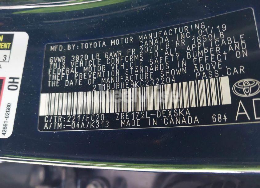 Photo 9 of 2019 Toyota Corolla SE (VIN 2T1BURHE9KC232204)