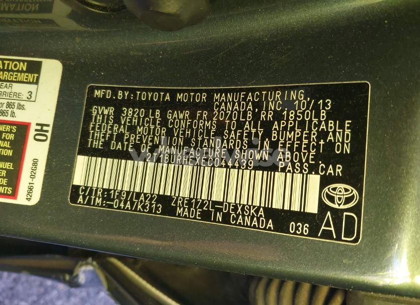 Photo 9 of 2014 Toyota Corolla S PREMIUM (VIN 2T1BURHEXEC044439)