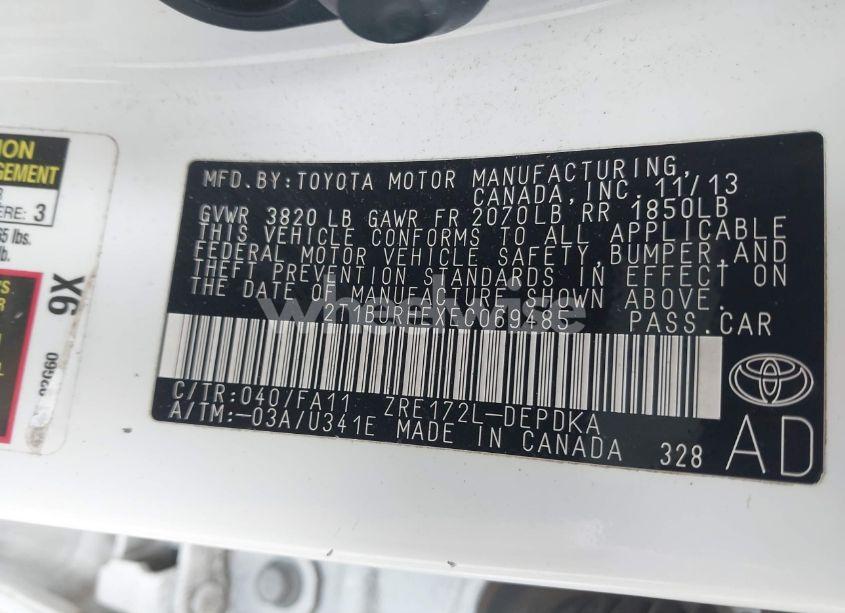 Photo 9 of 2014 Toyota Corolla L (VIN 2T1BURHEXEC069485)