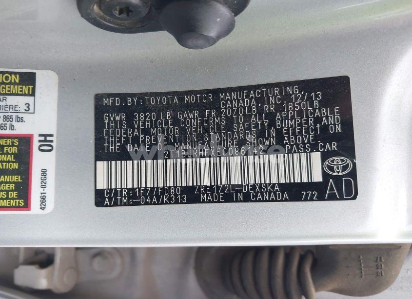 Photo 9 of 2014 Toyota Corolla S PLUS (VIN 2T1BURHEXEC086142)