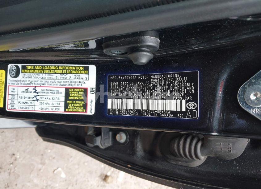 Photo 9 of 2014 Toyota Corolla L/LE/LE PLS/PRM/S/S PLS (VIN 2T1BURHEXEC099554)