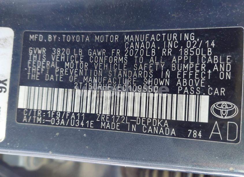 Photo 9 of 2014 Toyota Corolla L (VIN 2T1BURHEXEC109550)