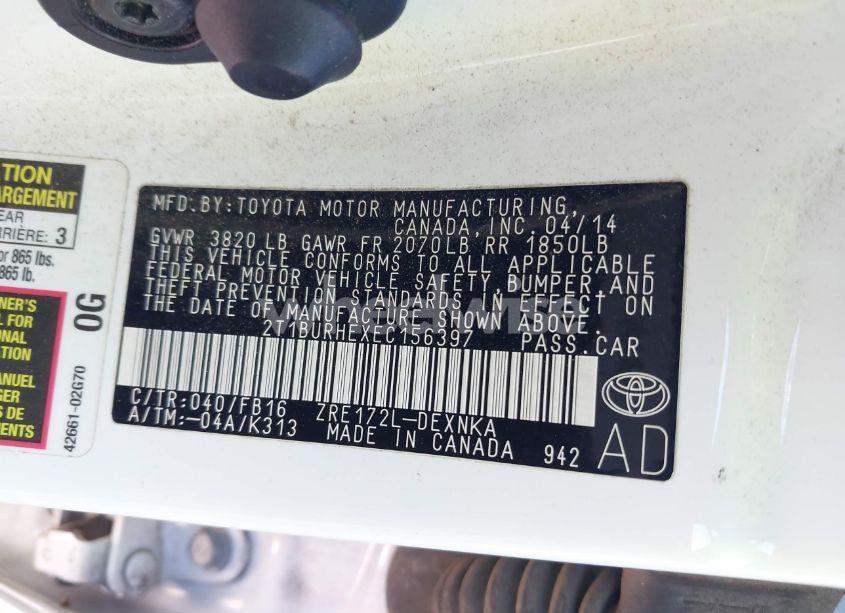 Photo 9 of 2014 Toyota Corolla LE (VIN 2T1BURHEXEC156397)