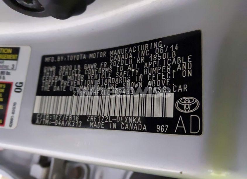 Photo 9 of 2014 Toyota Corolla LE (VIN 2T1BURHEXEC189433)