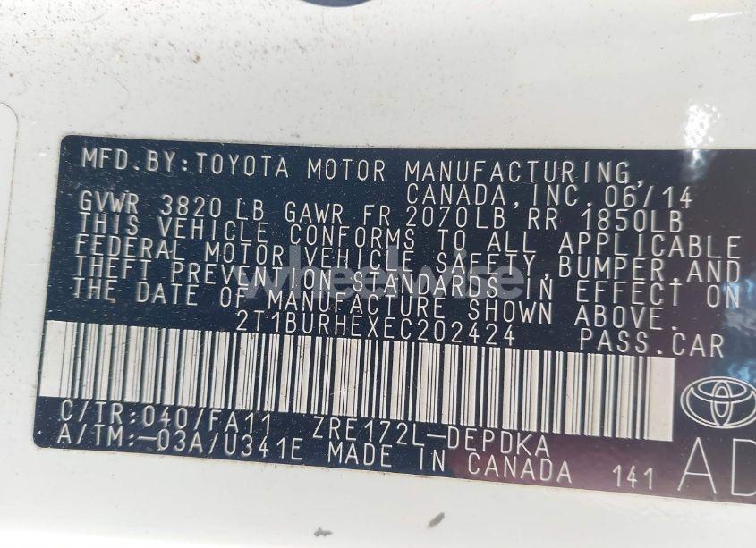 Photo 9 of 2014 Toyota Corolla L (VIN 2T1BURHEXEC202424)