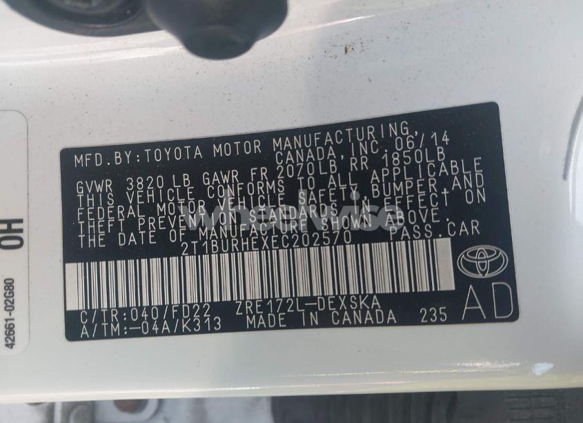 Photo 9 of 2014 Toyota Corolla S PLUS (VIN 2T1BURHEXEC202570)
