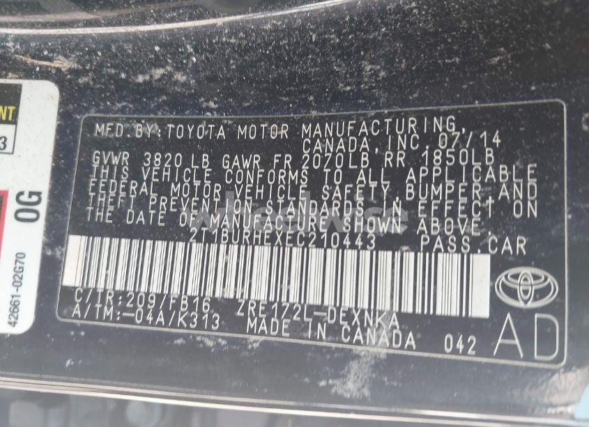 Photo 9 of 2014 Toyota Corolla LE (VIN 2T1BURHEXEC210443)