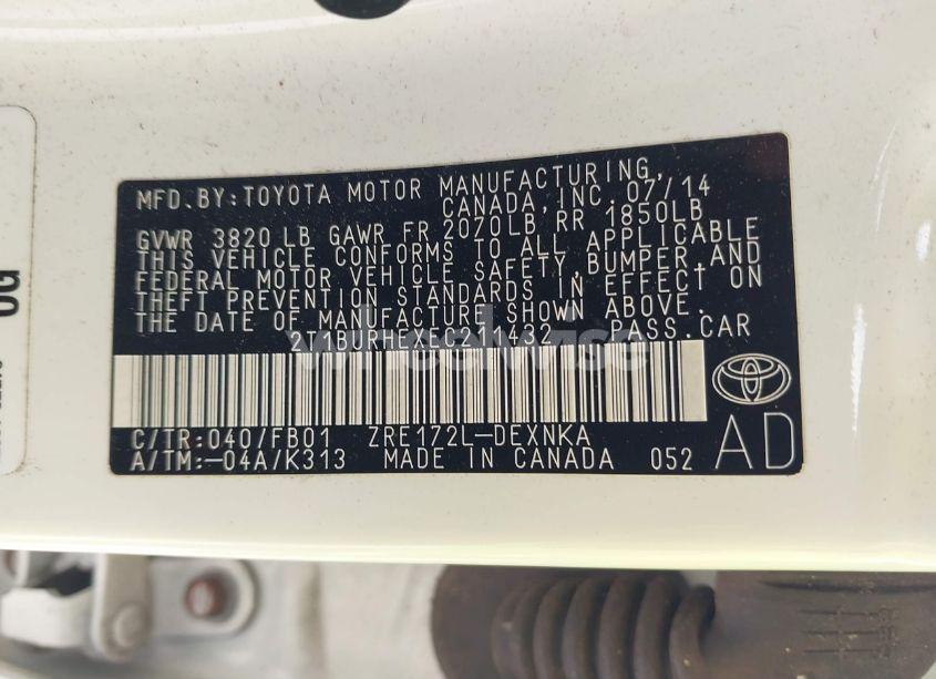 Photo 9 of 2014 Toyota Corolla LE (VIN 2T1BURHEXEC211432)