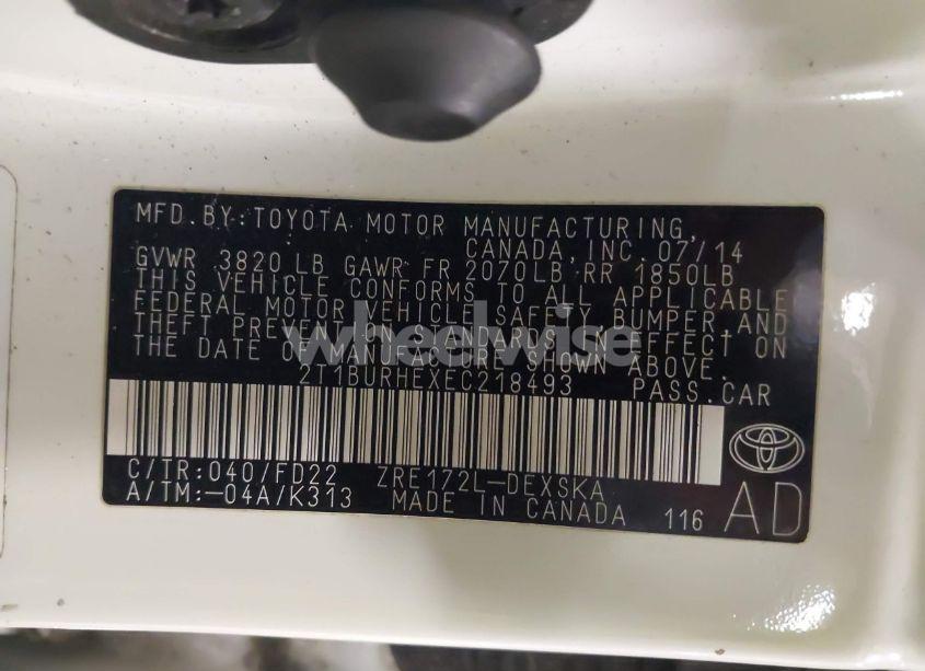 Photo 9 of 2014 Toyota Corolla S PLUS (VIN 2T1BURHEXEC218493)